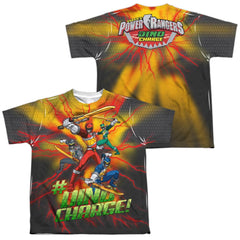 Mighty Morphin Power Rangers Hashtag (Front/Back Print) Youth Regular Fit Poly Short-Sleeve T-Shirt