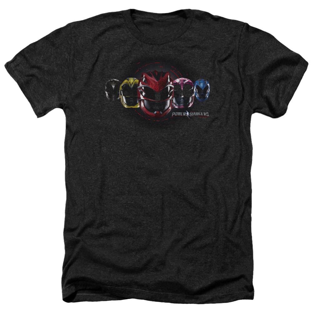Mighty Morphin Power Rangers Head Group Men's 30/1 Heather 60 40 Poly Short-Sleeve T-Shirt