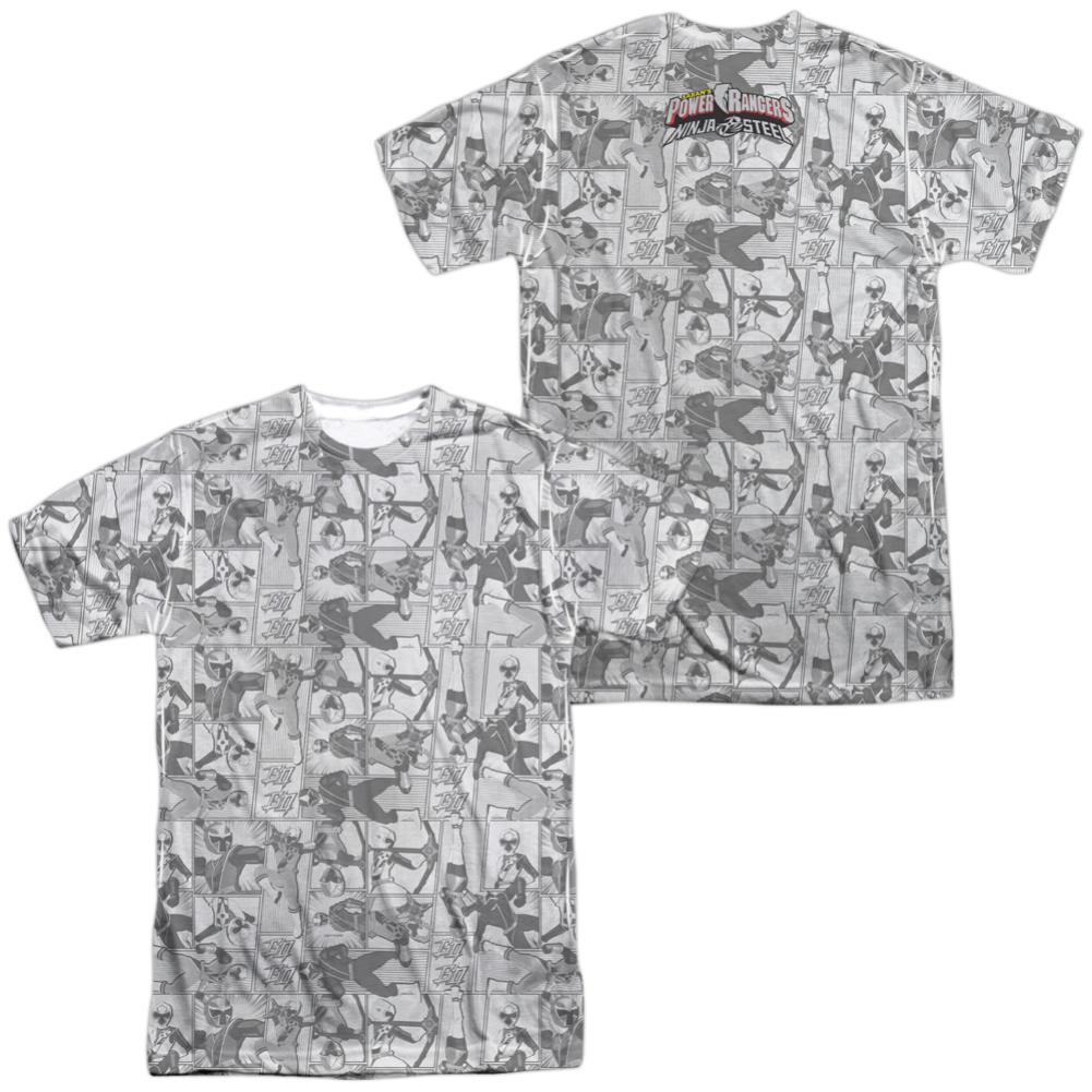 Mighty Morphin Power Rangers Helmets (Front/Back Print) Men's Regular Fit Polyester Short-Sleeve T-Shirt