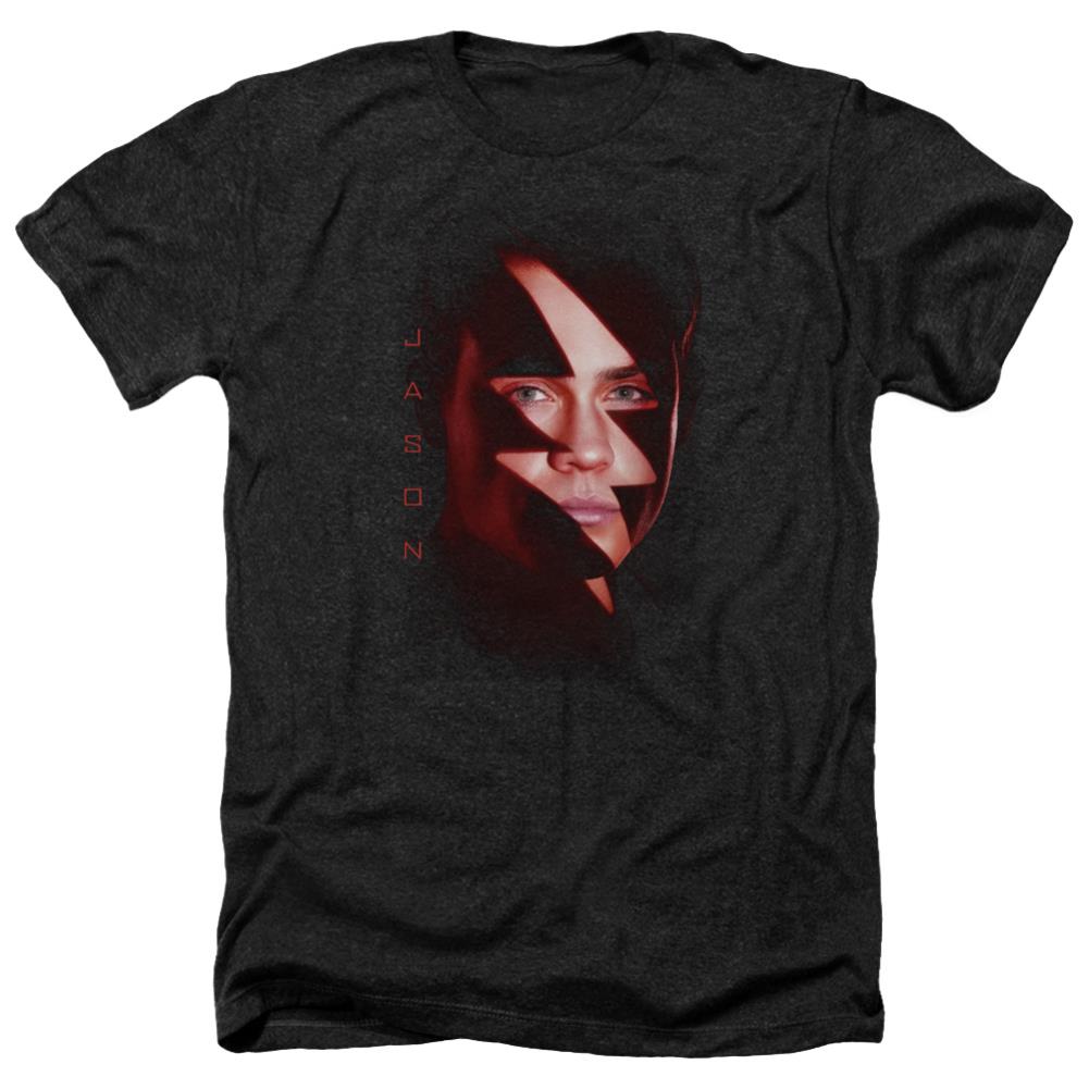 Mighty Morphin Power Rangers Jason Bolt Men's 30/1 Heather 60 40 Poly Short-Sleeve T-Shirt