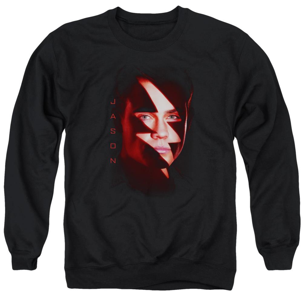 Mighty Morphin Power Rangers Jason Bolt Men's Crewneck 50 50 Poly Long-Sleeve T-Shirt