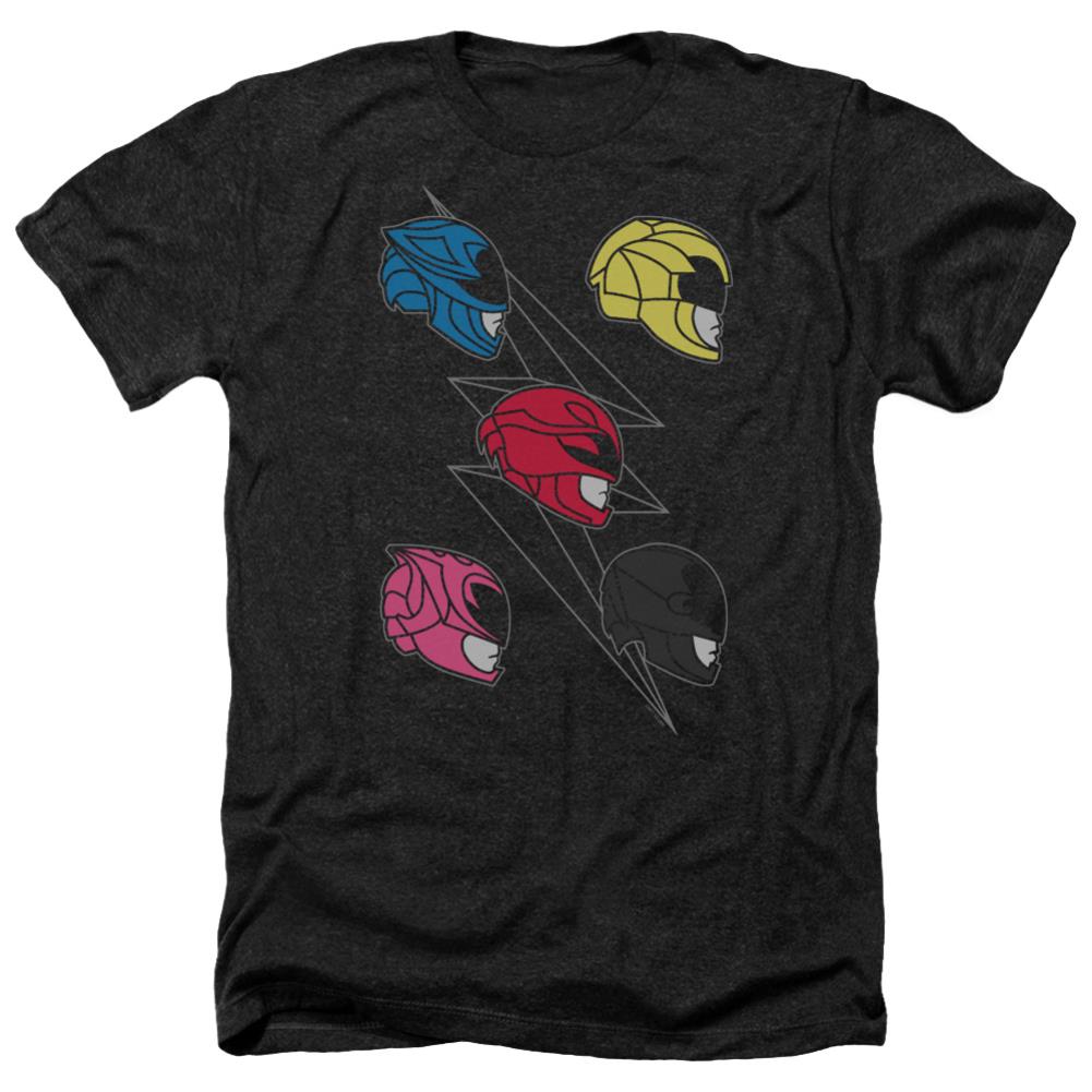 Mighty Morphin Power Rangers Line Helmets Men's 30/1 Heather 60 40 Poly Short-Sleeve T-Shirt
