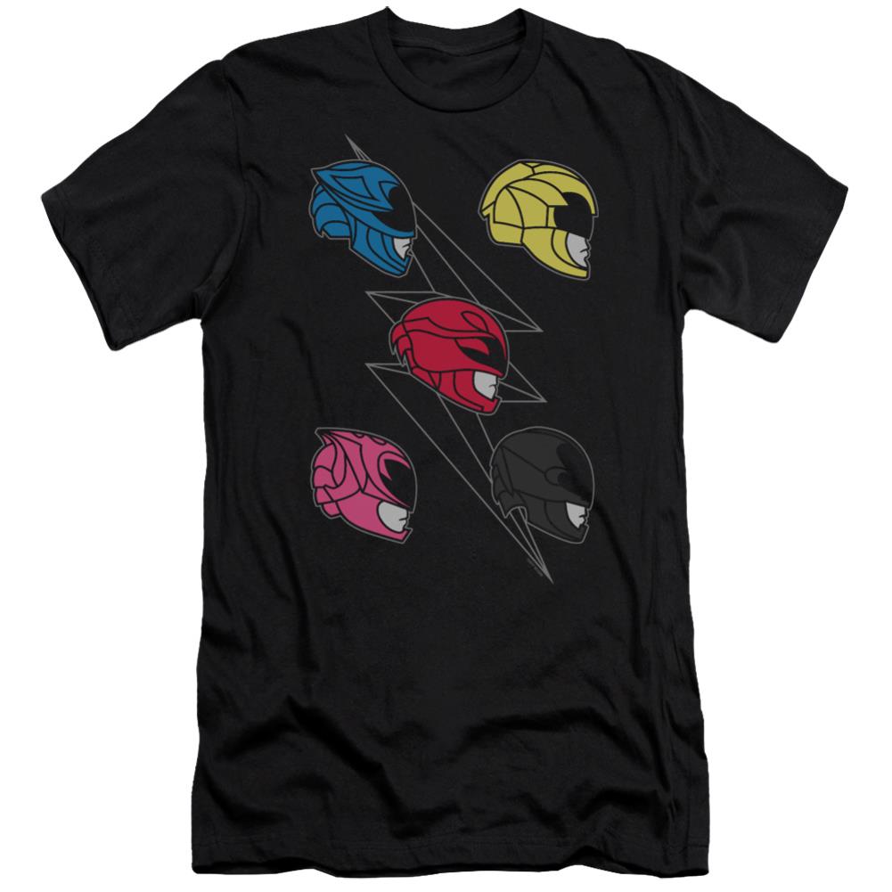 Mighty Morphin Power Rangers Line Helmets Men's Ultra-Soft 30/1 Cotton Slim Short-Sleeve T-Shirt