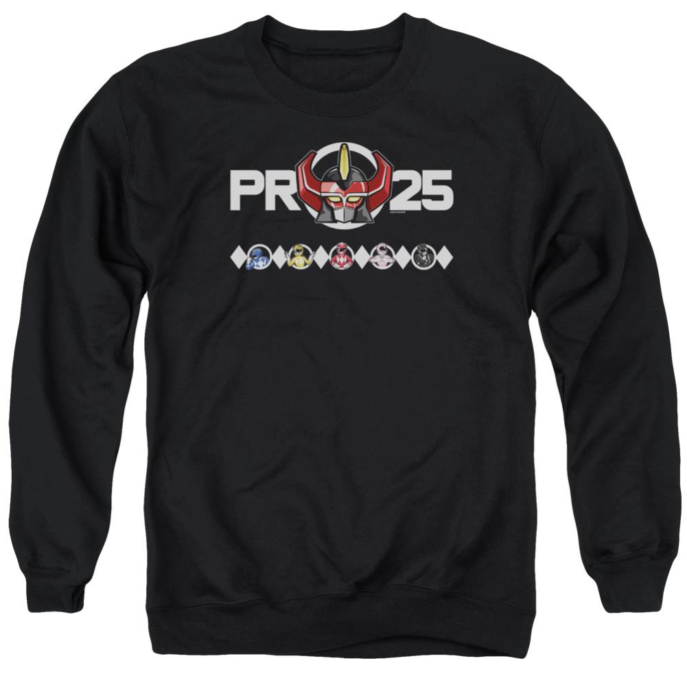 Mighty Morphin Power Rangers Megazord 25 Men's Crewneck 50 50 Poly Long-Sleeve T-Shirt