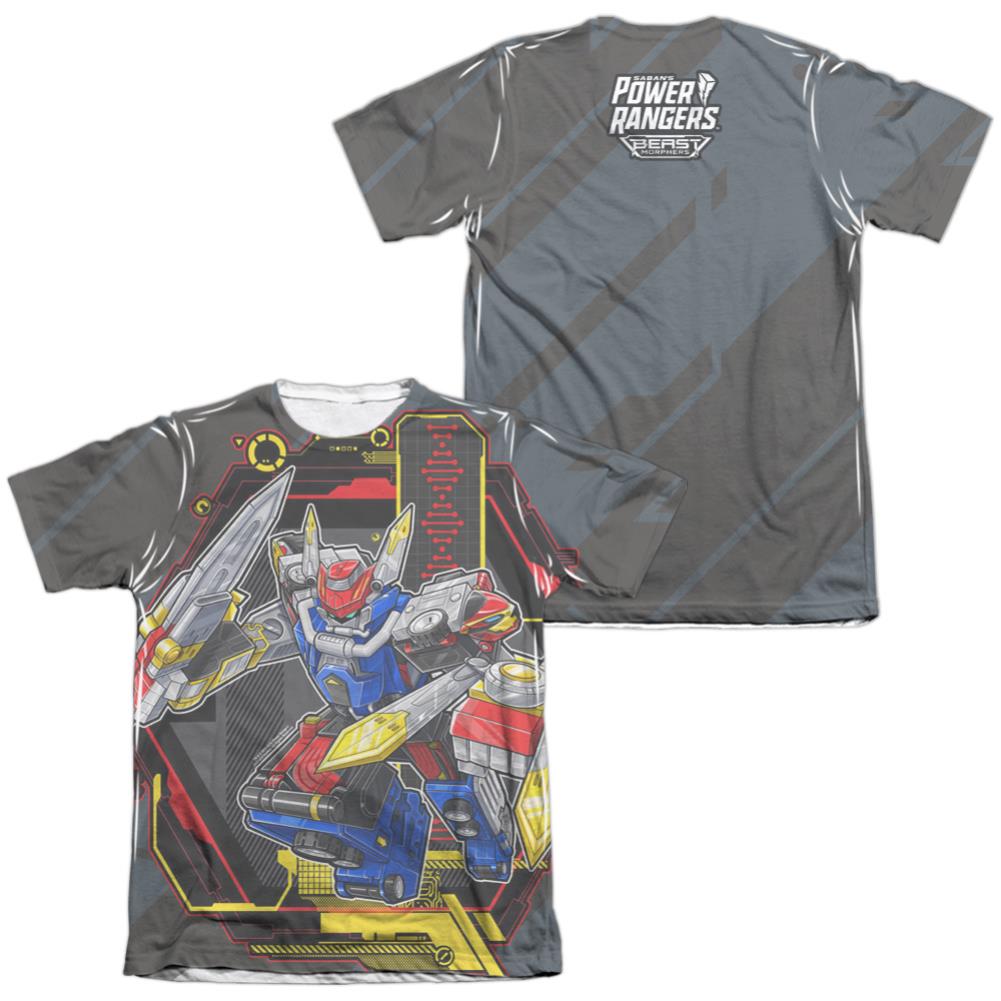 Mighty Morphin Power Rangers Megazord (Front/Back Print) Men's Regular Fit Poly Cotton Short-Sleeve T-Shirt