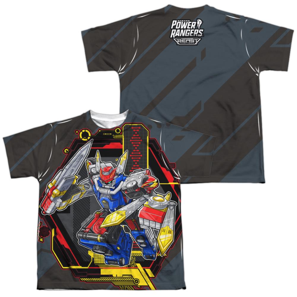 Mighty Morphin Power Rangers Megazord (Front/Back Print) Youth Regular Fit Poly Short-Sleeve T-Shirt