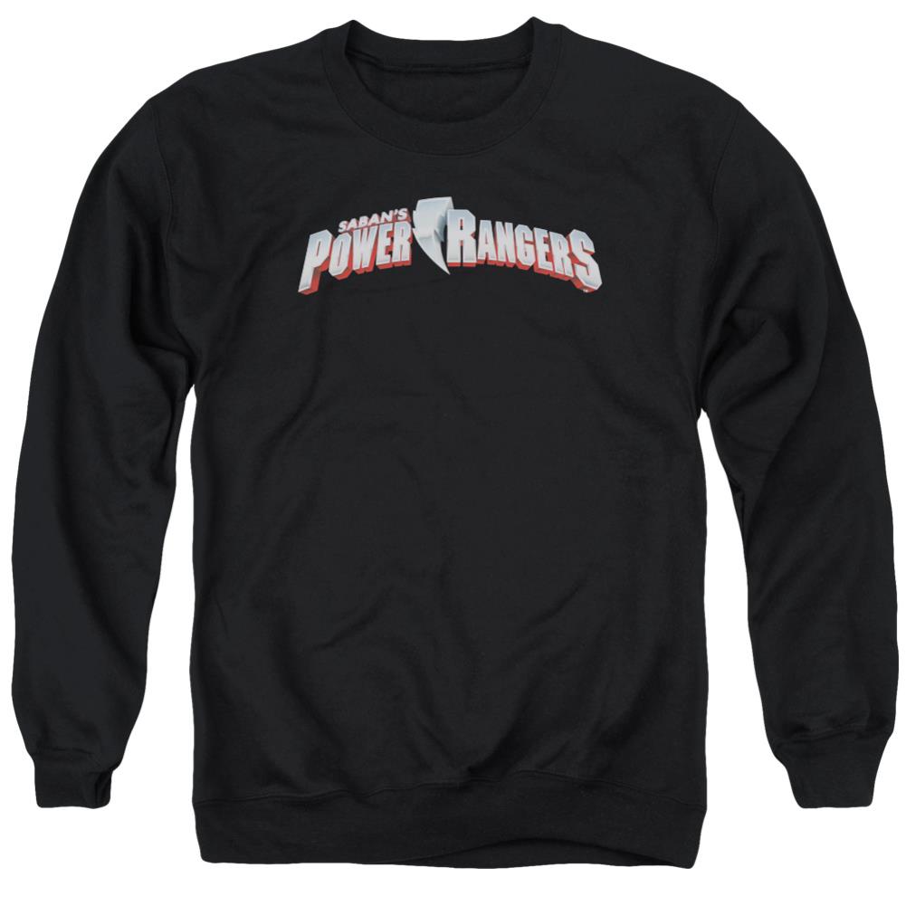 Mighty Morphin Power Rangers New Logo Men's Crewneck 50 50 Poly Long-Sleeve T-Shirt