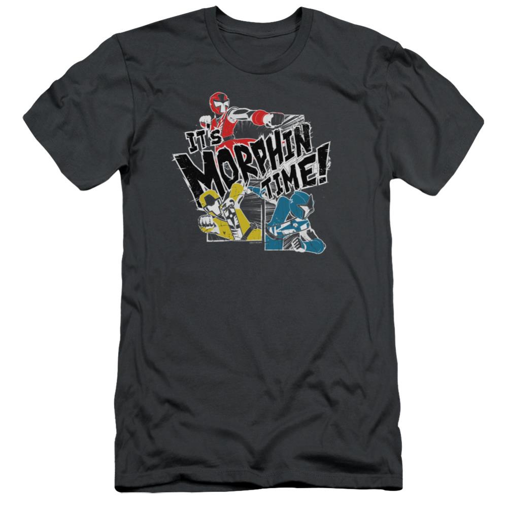 Mighty Morphin Power Rangers Panels Men's Ultra-Soft 30/1 Cotton Slim Short-Sleeve T-Shirt