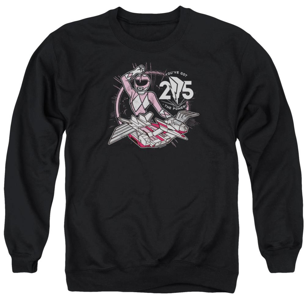 Mighty Morphin Power Rangers Pink 25 Men's Crewneck 50 50 Poly Long-Sleeve T-Shirt