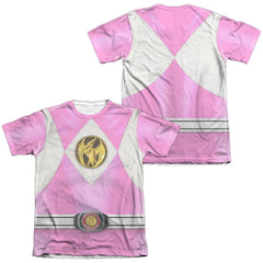 Mighty Morphin Power Rangers Pink Ranger Emblem (Front/Back Print) Men's Regular Fit Poly Cotton Short-Sleeve T-Shirt