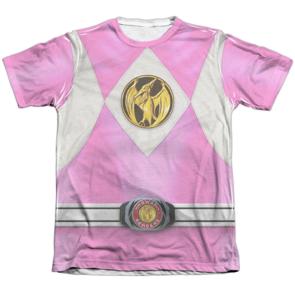 Mighty Morphin Power Rangers Pink Ranger Emblem Men's Regular Fit Poly Cotton Short-Sleeve T-Shirt