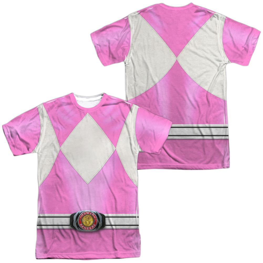 Mighty Morphin Power Rangers Pink Ranger (Front/Back Print) Men's Regular Fit Polyester Short-Sleeve T-Shirt