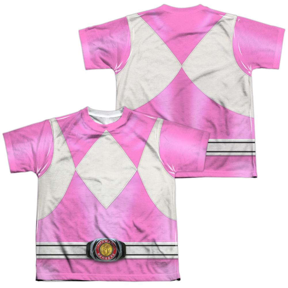 Mighty Morphin Power Rangers Pink Ranger (Front/Back Print) Youth Regular Fit Poly Short-Sleeve T-Shirt
