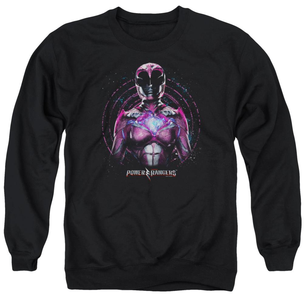 Mighty Morphin Power Rangers Pink Ranger Men's Crewneck 50 50 Poly Long-Sleeve T-Shirt