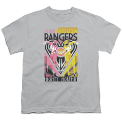 Mighty Morphin Power Rangers Pink & Yellow Deco Youth 18/1 100% Cotton Short-Sleeve T-Shirt