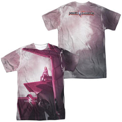 Mighty Morphin Power Rangers Pink Zord Poster (Front/Back Print) Men's Regular Fit Polyester Short-Sleeve T-Shirt