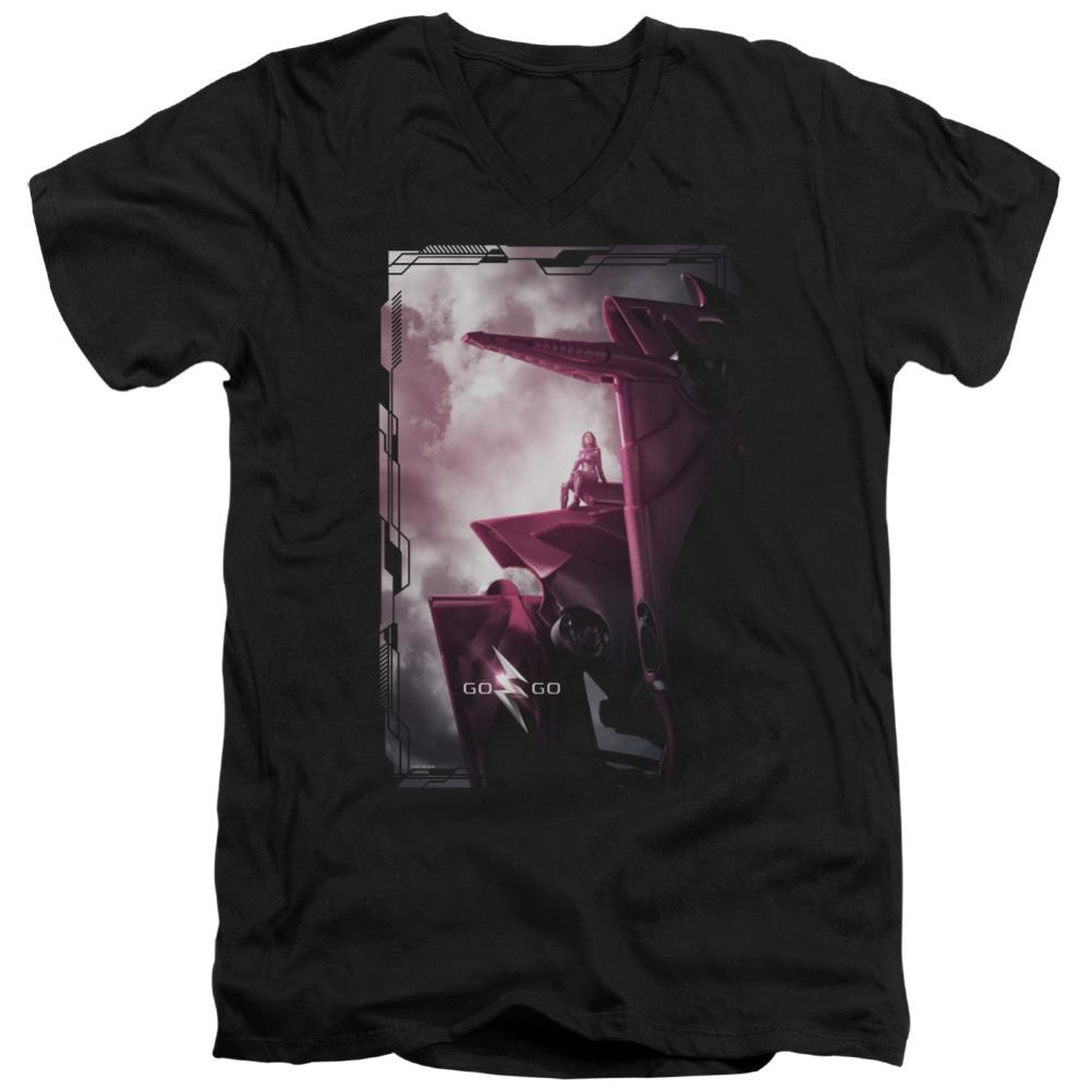 Mighty Morphin Power Rangers Pink Zord Poster Men's 30/1 Cotton Slim V-Neck T-Shirt