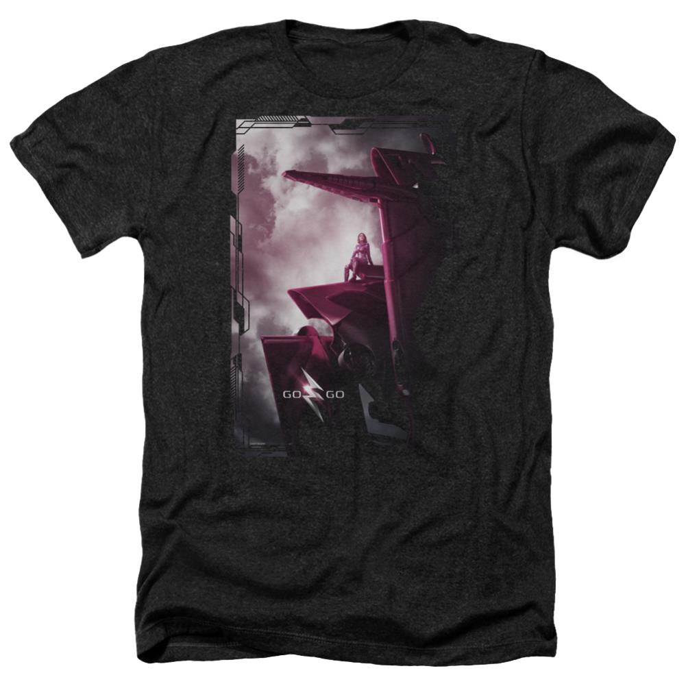 Mighty Morphin Power Rangers Pink Zord Poster Men's 30/1 Heather 60 40 Poly Short-Sleeve T-Shirt