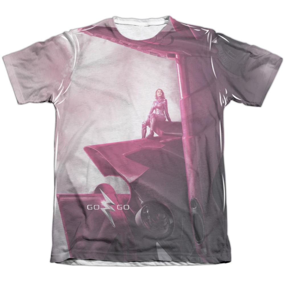 Mighty Morphin Power Rangers Pink Zord Poster Men's Regular Fit Poly Cotton Short-Sleeve T-Shirt