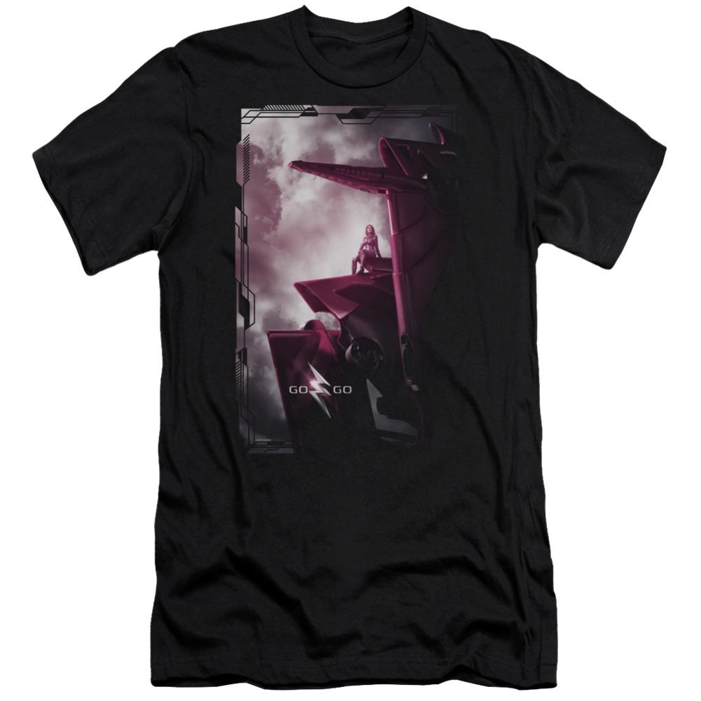 Mighty Morphin Power Rangers Pink Zord Poster Men's Ultra-Soft 30/1 Cotton Slim Short-Sleeve T-Shirt