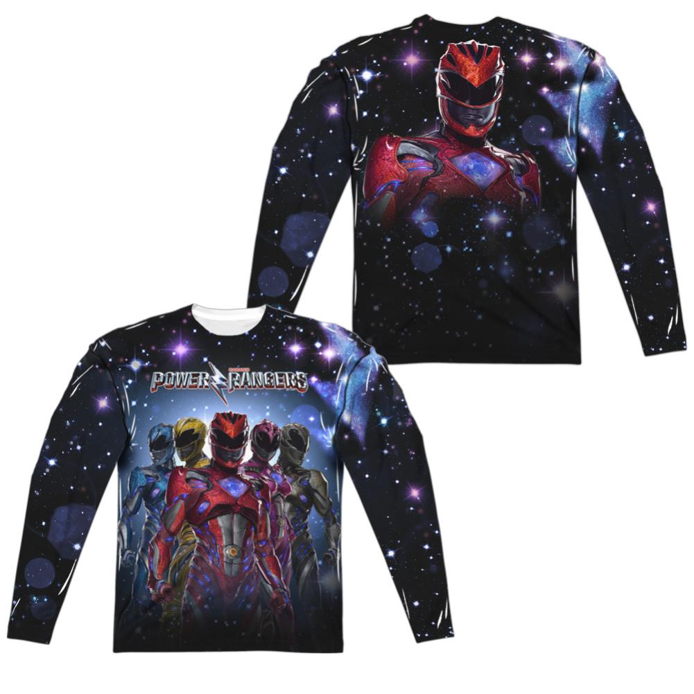 Mighty Morphin Power Rangers Power Surge (Front/Back Print) Men's Regular Fit Polyester Long-Sleeve T-Shirt