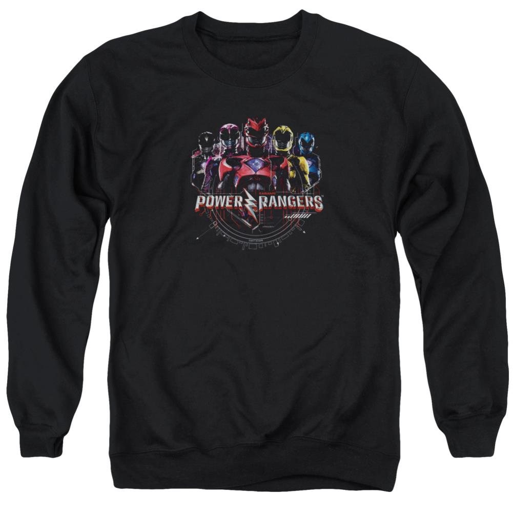 Mighty Morphin Power Rangers Ranger Circuitry Men's Crewneck 50 50 Poly Long-Sleeve T-Shirt