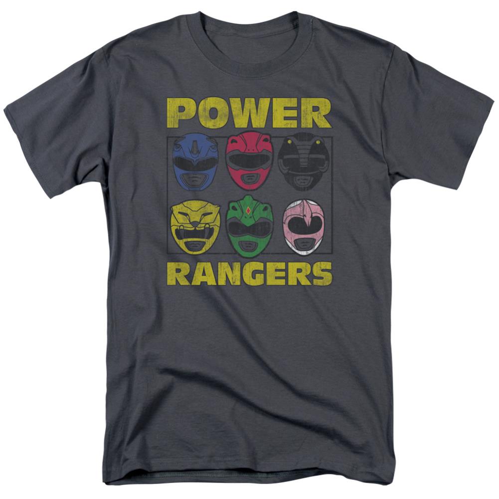 Mighty Morphin Power Rangers Ranger Heads Men's 18/1 Cotton Short-Sleeve T-Shirt