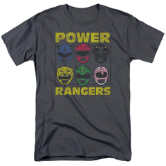 Mighty Morphin Power Rangers Ranger Heads Men's 18/1 Cotton Short-Sleeve T-Shirt