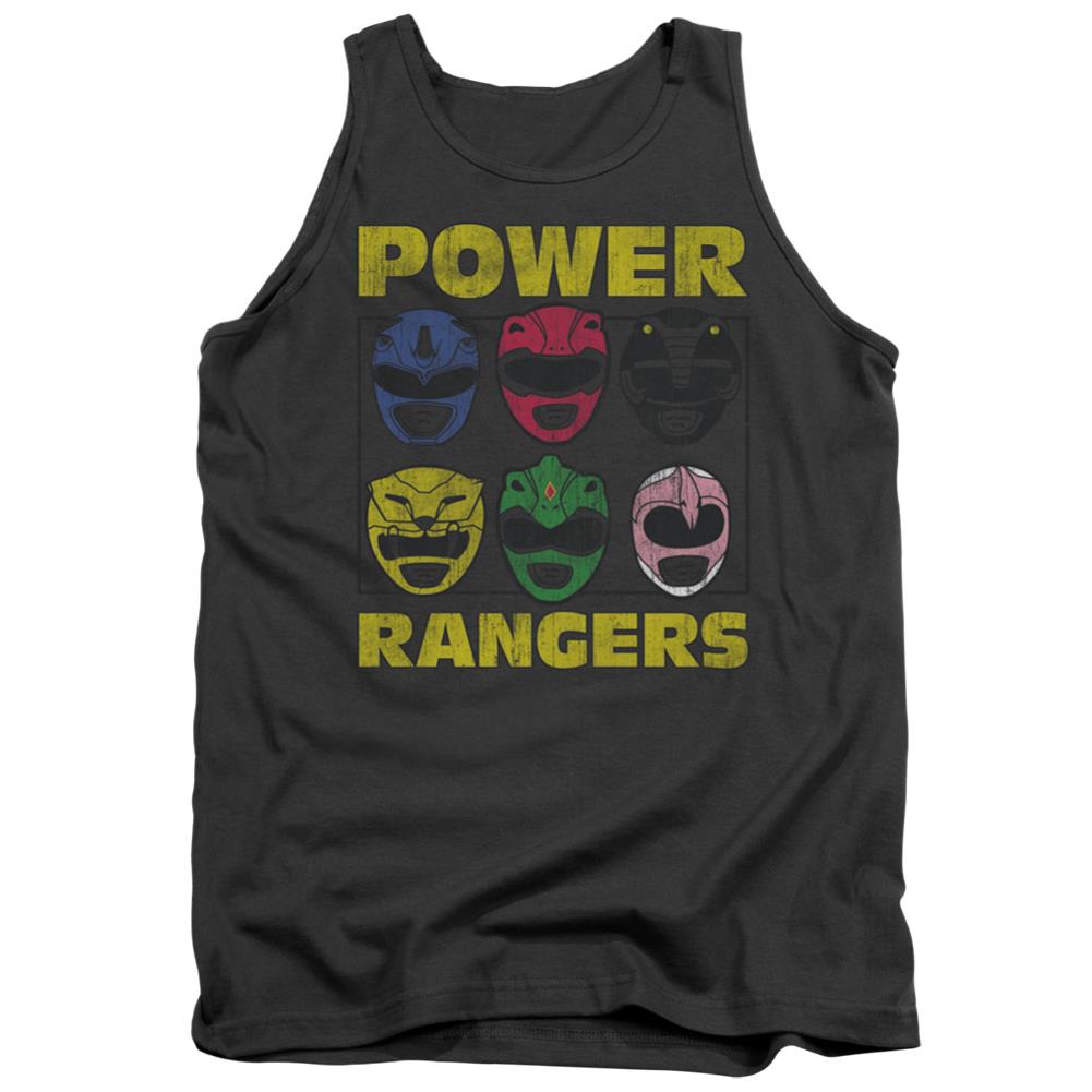 Mighty Morphin Power Rangers Ranger Heads Men's 18/1 Cotton Tank Top