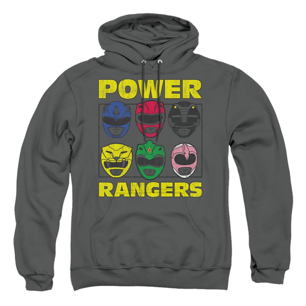 Mighty Morphin Power Rangers Ranger Heads Men's Pull-Over 75 25 Poly Hoodie