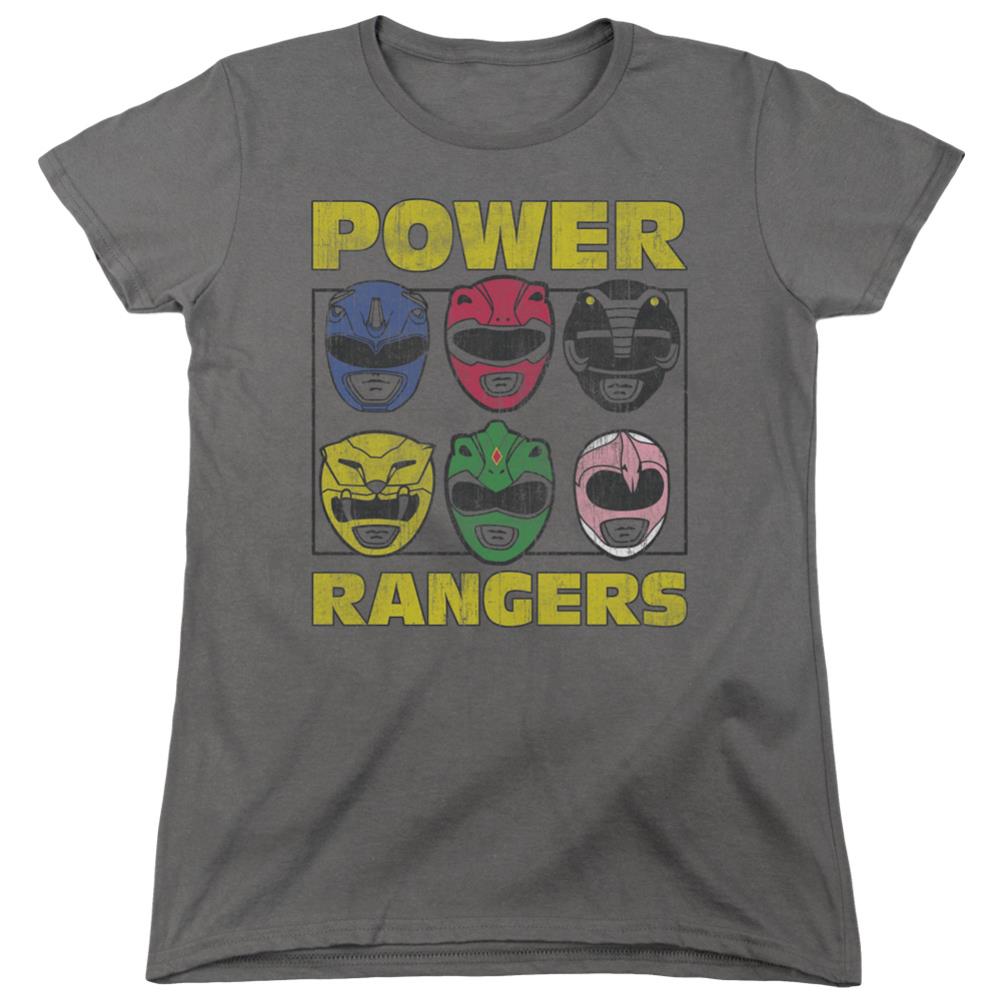 Mighty Morphin Power Rangers Ranger Heads Women's 18/1 Cotton Short-Sleeve T-Shirt