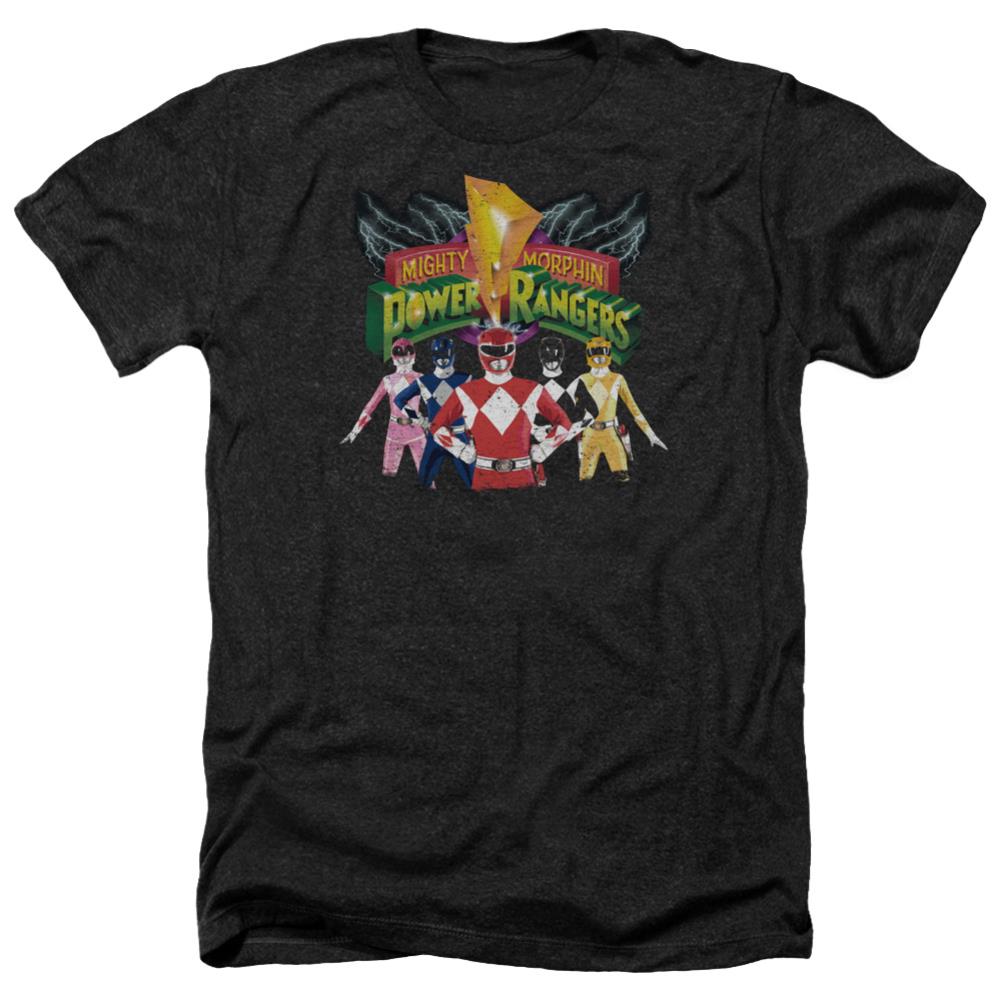 Mighty Morphin Power Rangers Rangers Unite Men's 30/1 Heather 60 40 Poly Short-Sleeve T-Shirt