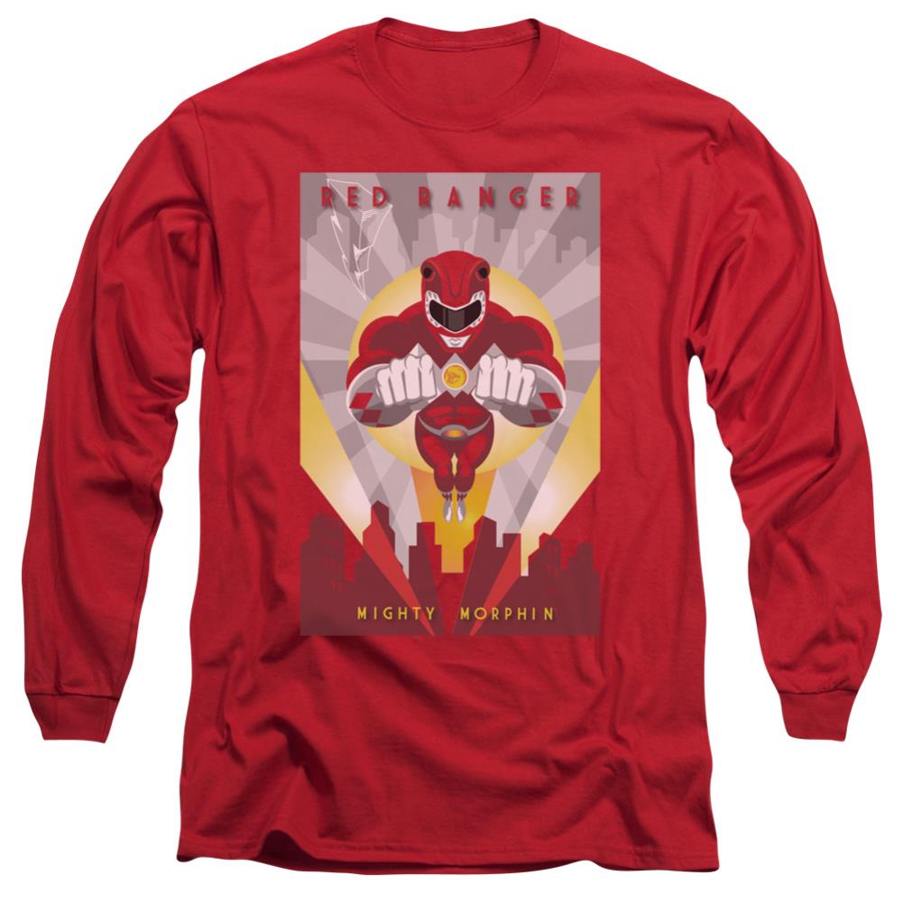 Mighty Morphin Power Rangers Red Deco Men's 18/1 Cotton Long-Sleeve T-Shirt