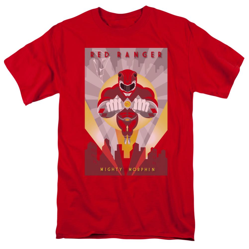 Mighty Morphin Power Rangers Red Deco Men's 18/1 Cotton Short-Sleeve T-Shirt