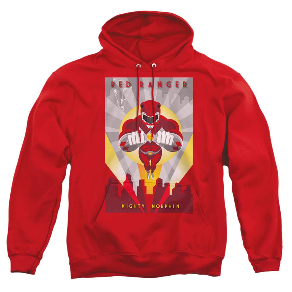 Mighty Morphin Power Rangers Red Deco Men's Pull-Over 75 25 Poly Hoodie