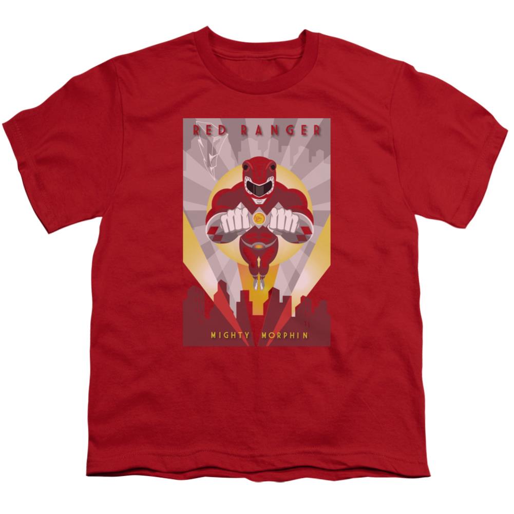 Mighty Morphin Power Rangers Red Deco Youth 18/1 100% Cotton Short-Sleeve T-Shirt