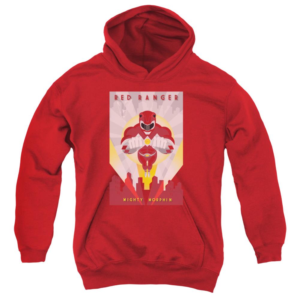 Mighty Morphin Power Rangers Red Deco Youth Cotton Poly Pull-Over Hoodie