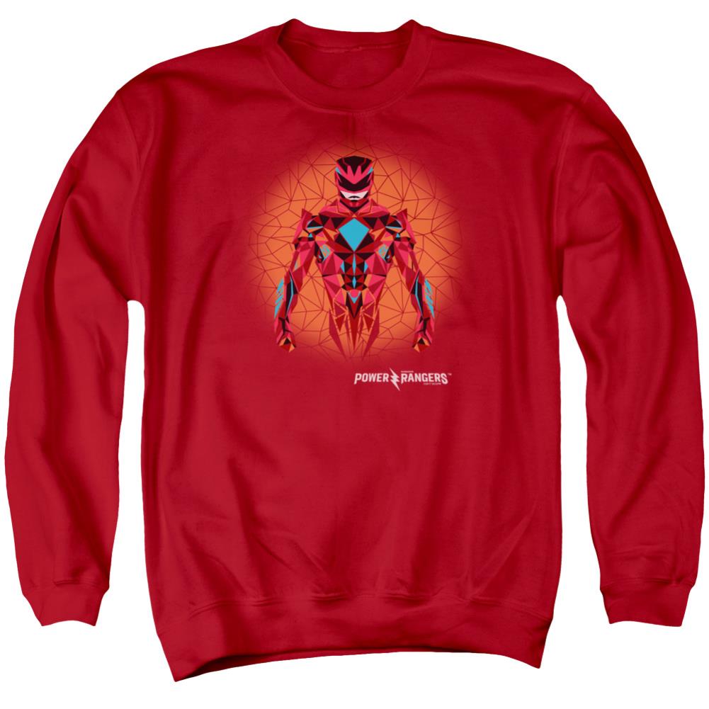 Mighty Morphin Power Rangers Red Power Ranger Graphic Men's Crewneck 50 50 Poly Long-Sleeve T-Shirt