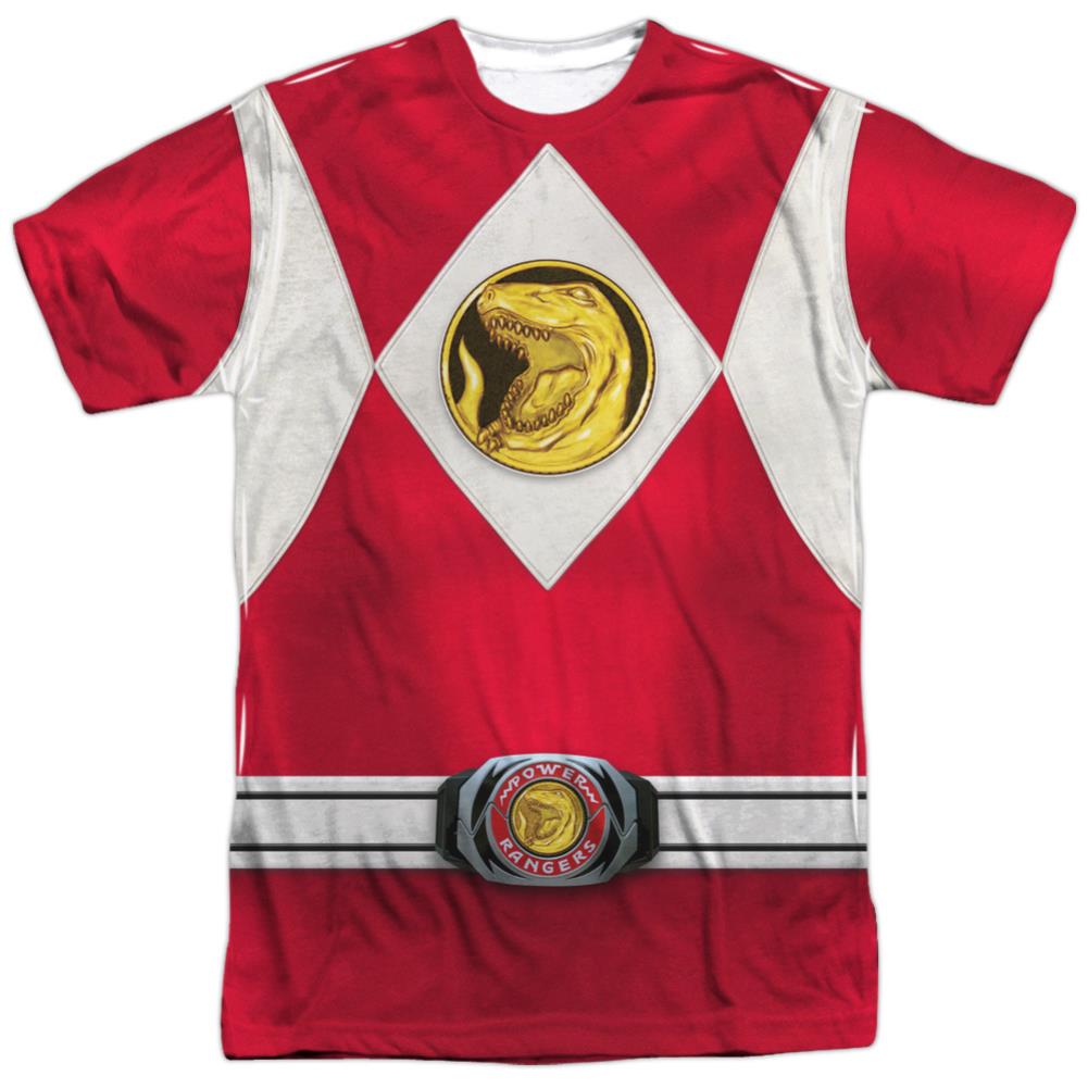 Mighty Morphin Power Rangers Red Ranger Emblem Men's Regular Fit Polyester Short-Sleeve T-Shirt