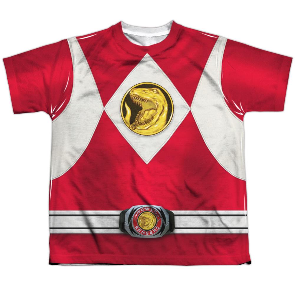 Mighty Morphin Power Rangers Red Ranger Emblem Youth Regular Fit Poly Short-Sleeve T-Shirt