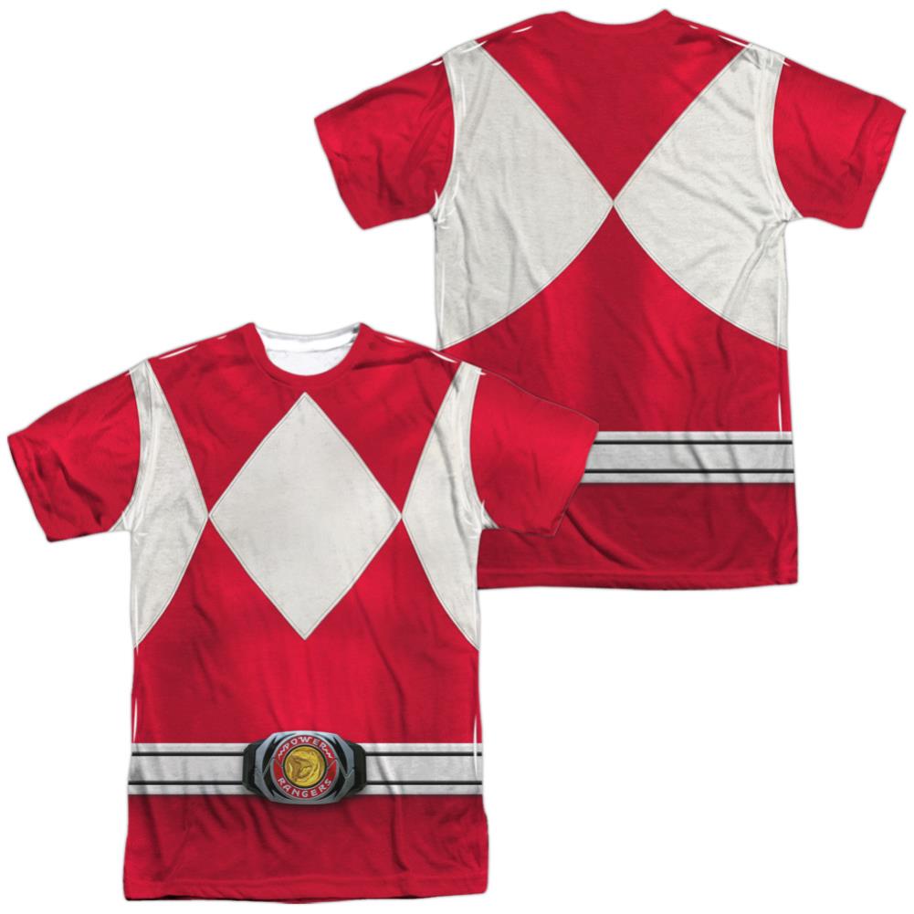 Mighty Morphin Power Rangers Red Ranger (Front/Back Print) Men's Regular Fit Polyester Short-Sleeve T-Shirt
