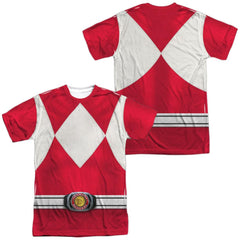 Mighty Morphin Power Rangers Red Ranger (Front/Back Print) Men's Regular Fit Polyester Short-Sleeve T-Shirt