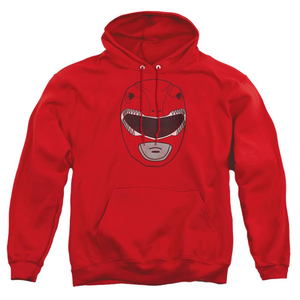 Mighty Morphin Power Rangers Red Ranger Mask Men's Pull-Over 75 25 Poly Hoodie