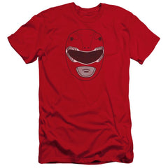 Mighty Morphin Power Rangers Red Ranger Mask Men's Ultra-Soft 30/1 Cotton Slim Short-Sleeve T-Shirt