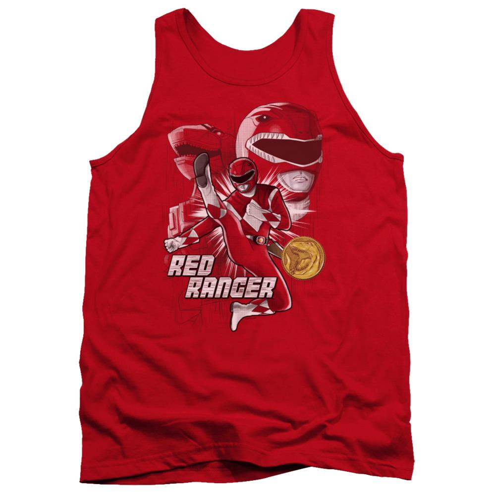 Mighty Morphin Power Rangers Red Ranger Men's 18/1 Cotton Tank Top