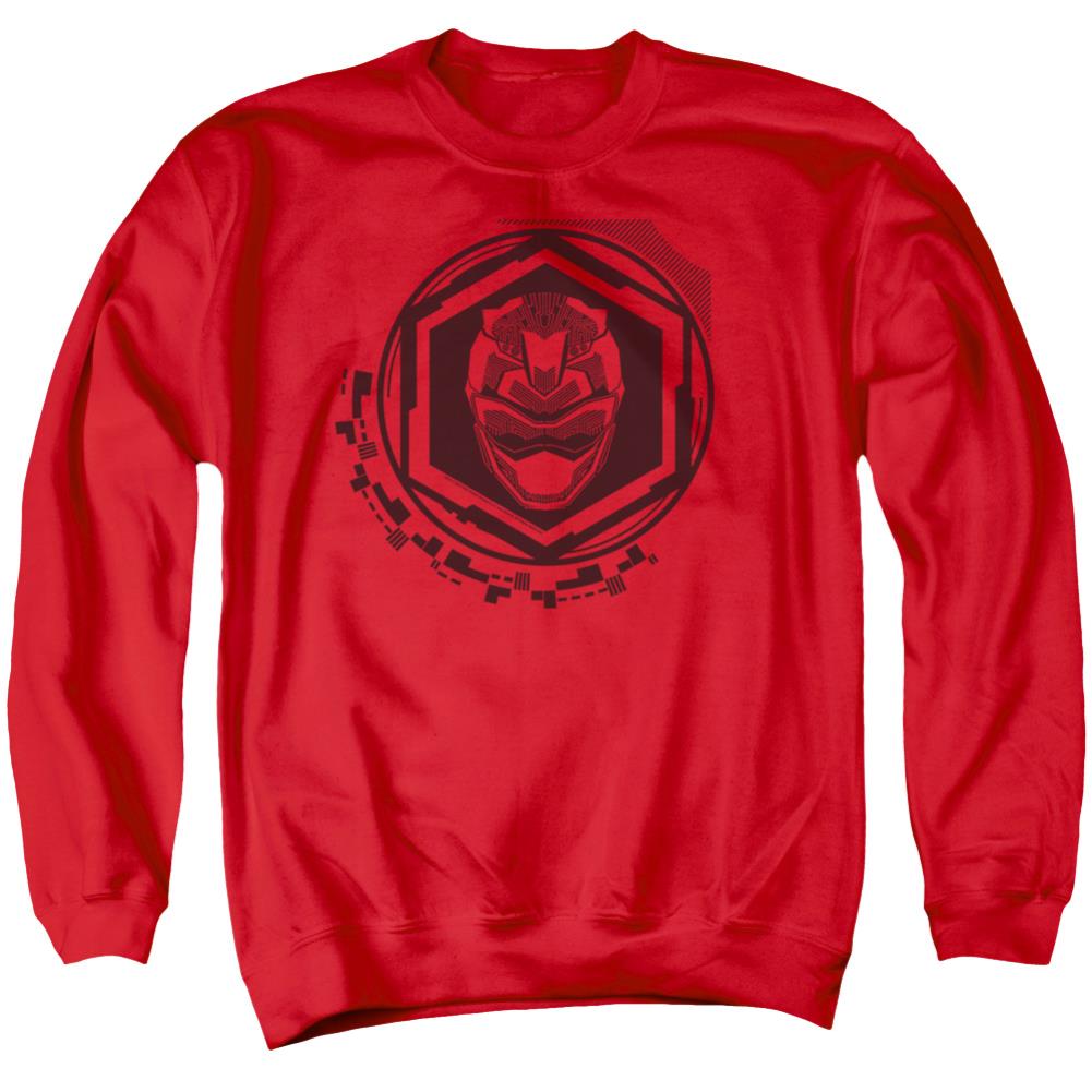 Mighty Morphin Power Rangers Red Ranger Men's Crewneck 50 50 Poly Long-Sleeve T-Shirt