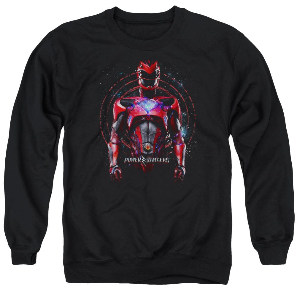 Mighty Morphin Power Rangers Red Ranger Men's Crewneck 50 50 Poly Long-Sleeve T-Shirt