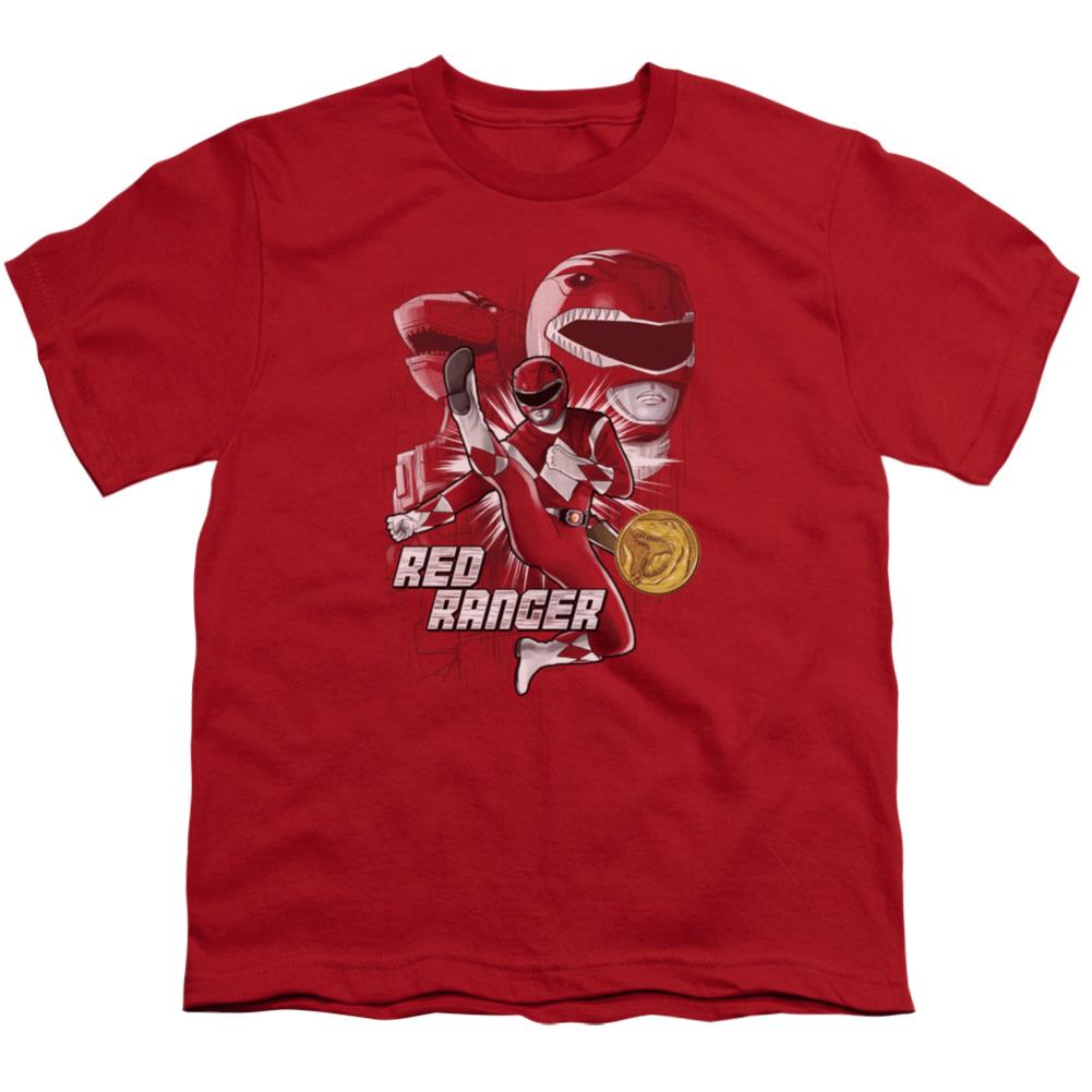 Mighty Morphin Power Rangers Red Ranger Youth 18/1 100% Cotton Short-Sleeve T-Shirt