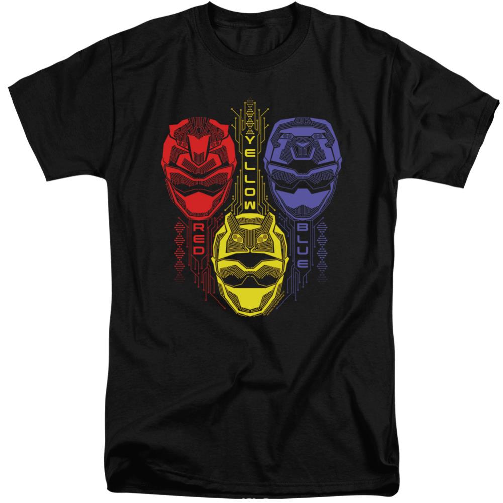Mighty Morphin Power Rangers Red Yellow Blue Men's 18/1 Tall Cotton Short-Sleeve T-Shirt