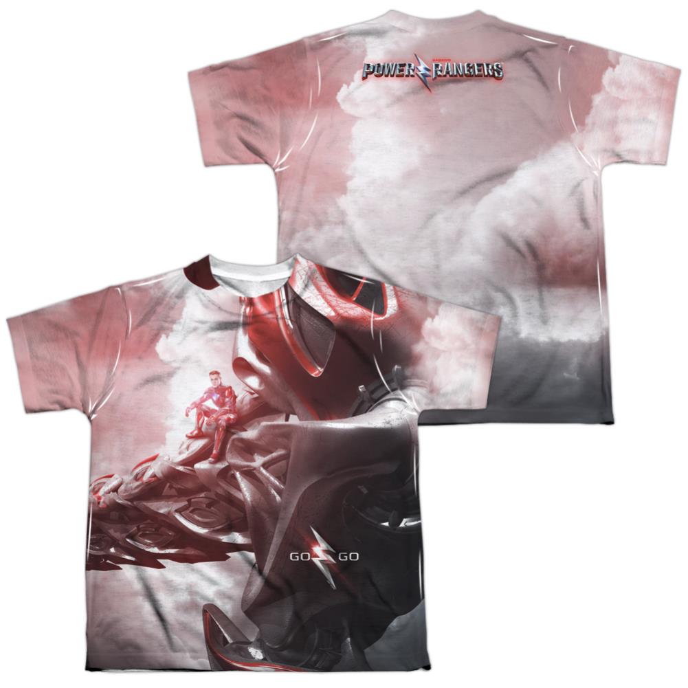 Mighty Morphin Power Rangers Red Zord Poster (Front/Back Print) Youth Regular Fit Poly Short-Sleeve T-Shirt